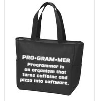 Definition of A Programmer Funny Coffee Zip Tote Bag