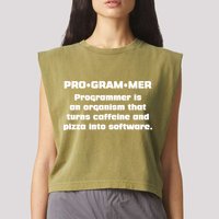 Definition of A Programmer Funny Coffee Garment-Dyed Women's Muscle Tee