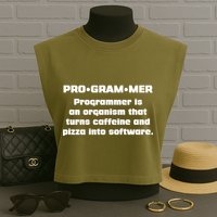 Definition of A Programmer Funny Coffee Garment-Dyed Women's Muscle Tee