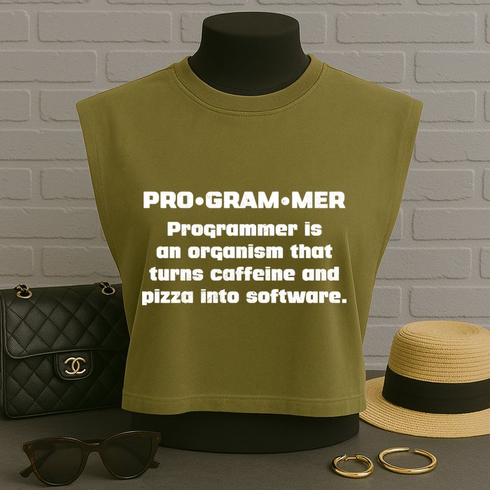 Definition of A Programmer Funny Coffee Garment-Dyed Women's Muscle Tee