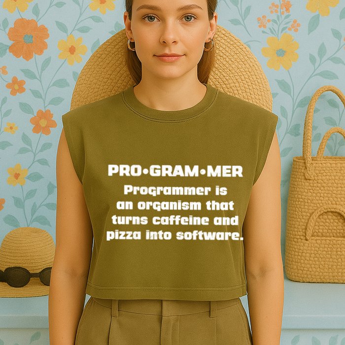 Definition of A Programmer Funny Coffee Garment-Dyed Women's Muscle Tee