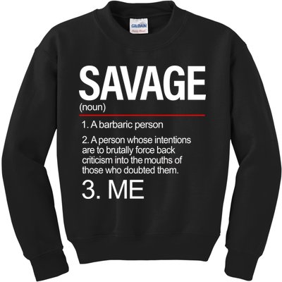 Definition Of Savage Kids Sweatshirt