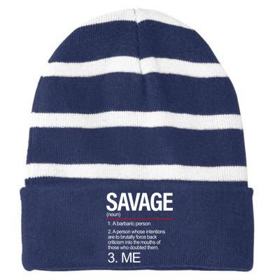 Definition Of Savage Striped Beanie with Solid Band