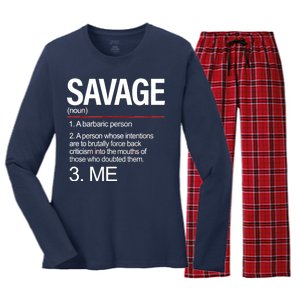 Definition Of Savage Women's Long Sleeve Flannel Pajama Set 