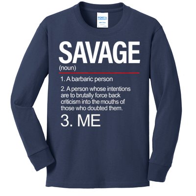 Definition Of Savage Kids Long Sleeve Shirt