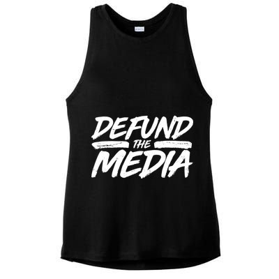 Defund The Media Distressed Ladies PosiCharge Tri-Blend Wicking Tank