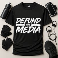 Defund The Media Distressed Performance Shirt