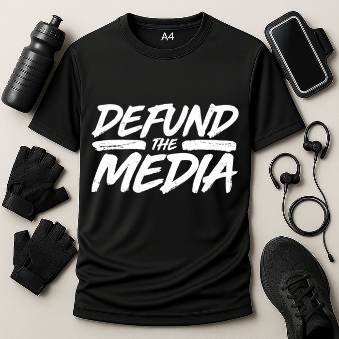Defund The Media Distressed Performance Shirt