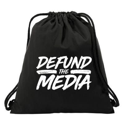 Defund The Media Distressed Drawstring Bag
