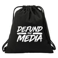 Defund The Media Distressed Drawstring Bag