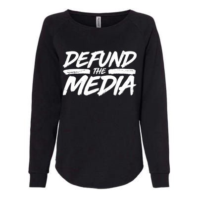 Defund The Media Distressed Womens California Wash Sweatshirt