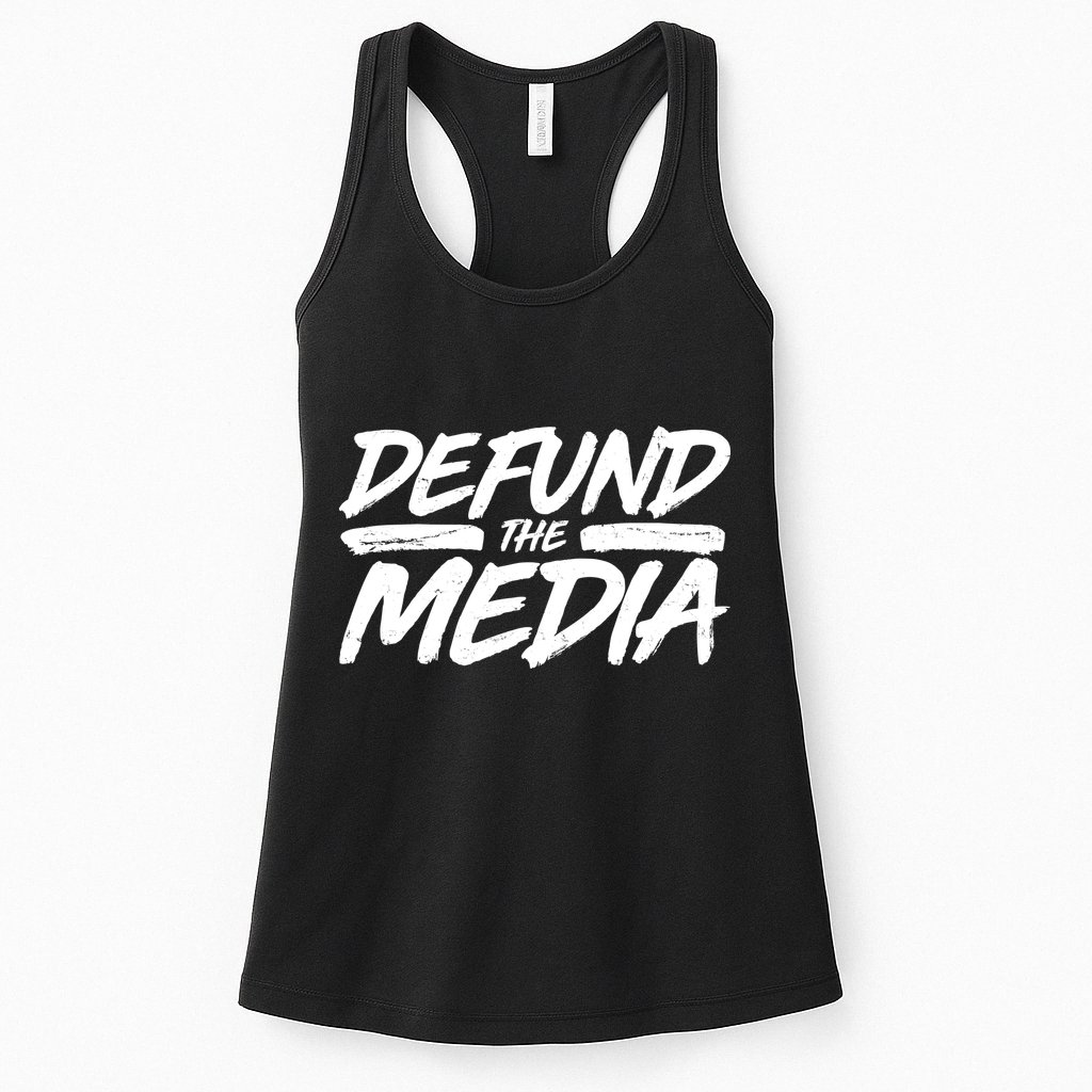 Defund The Media Distressed Womens Tank Top