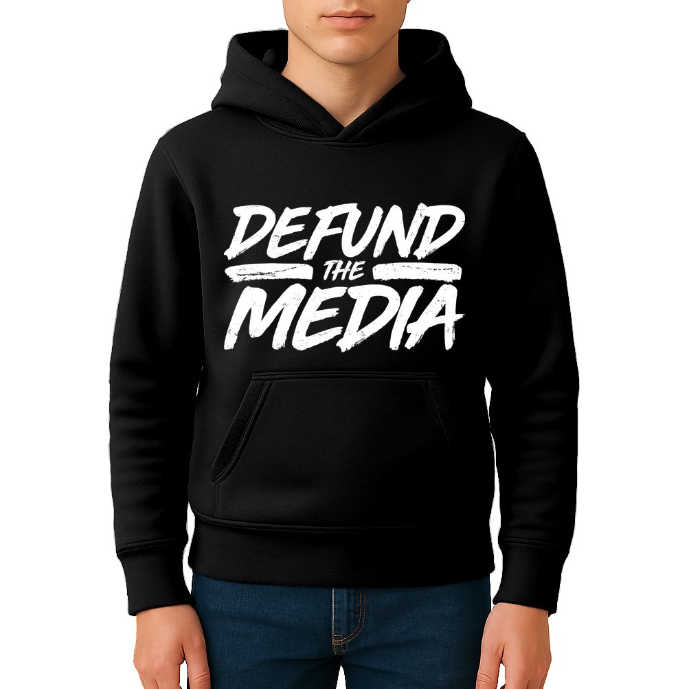 Defund The Media Distressed Kids Hoodie