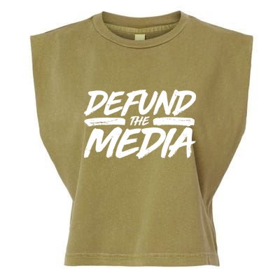Defund The Media Distressed Garment-Dyed Women's Muscle Tee