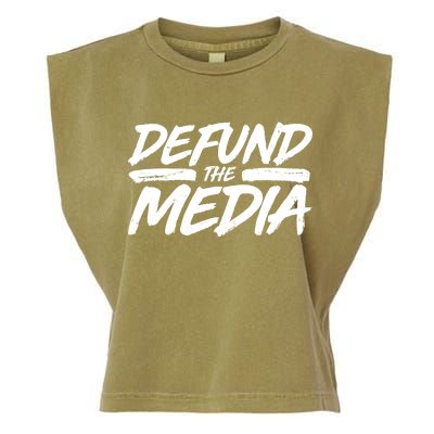 Defund The Media Distressed Garment-Dyed Women's Muscle Tee