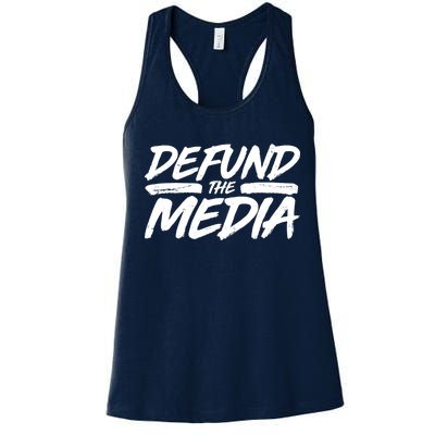 Defund The Media Distressed Women's Racerback Tank