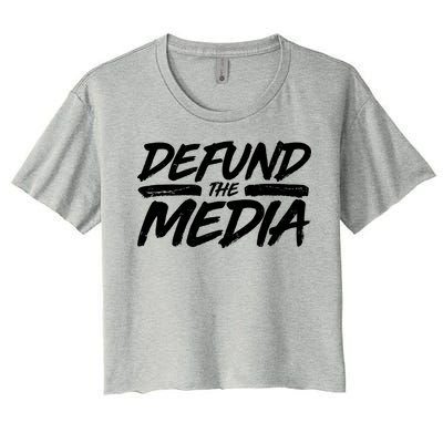 Defund The Media Distressed Women's Crop Top Tee