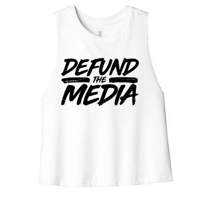 Defund The Media Distressed Women's Racerback Cropped Tank