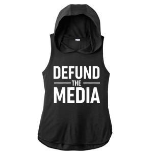 Defund The Media Protest Ladies PosiCharge Tri-Blend Wicking Draft Hoodie Tank