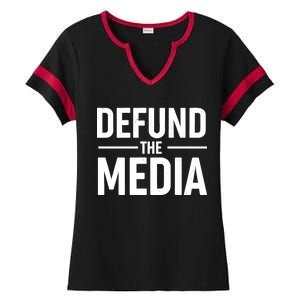 Defund The Media Protest Ladies Halftime Notch Neck Tee