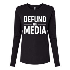 Defund The Media Protest Womens Cotton Relaxed Long Sleeve T-Shirt