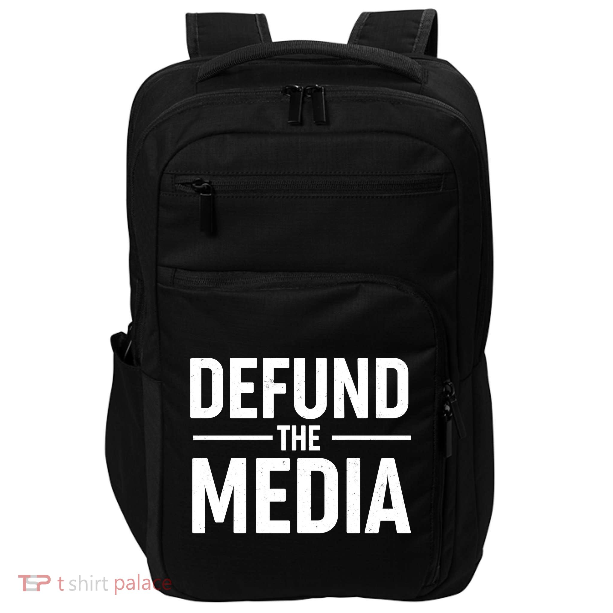 Defund The Media Protest Impact Tech Backpack