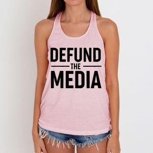 Defund The Media Protest Women's Knotted Racerback Tank