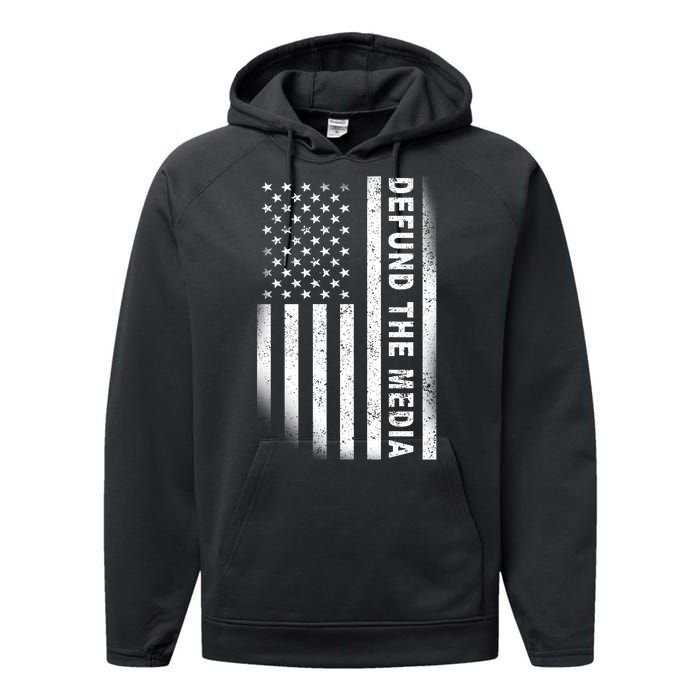 Defund The Media US Flag Performance Fleece Hoodie