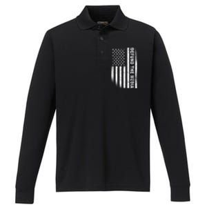 Defund The Media US Flag Performance Long Sleeve Polo