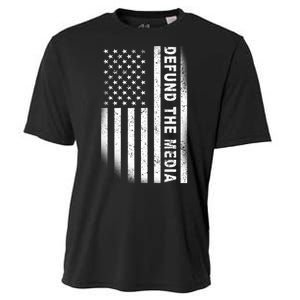 Defund The Media US Flag Cooling Performance Crew T-Shirt