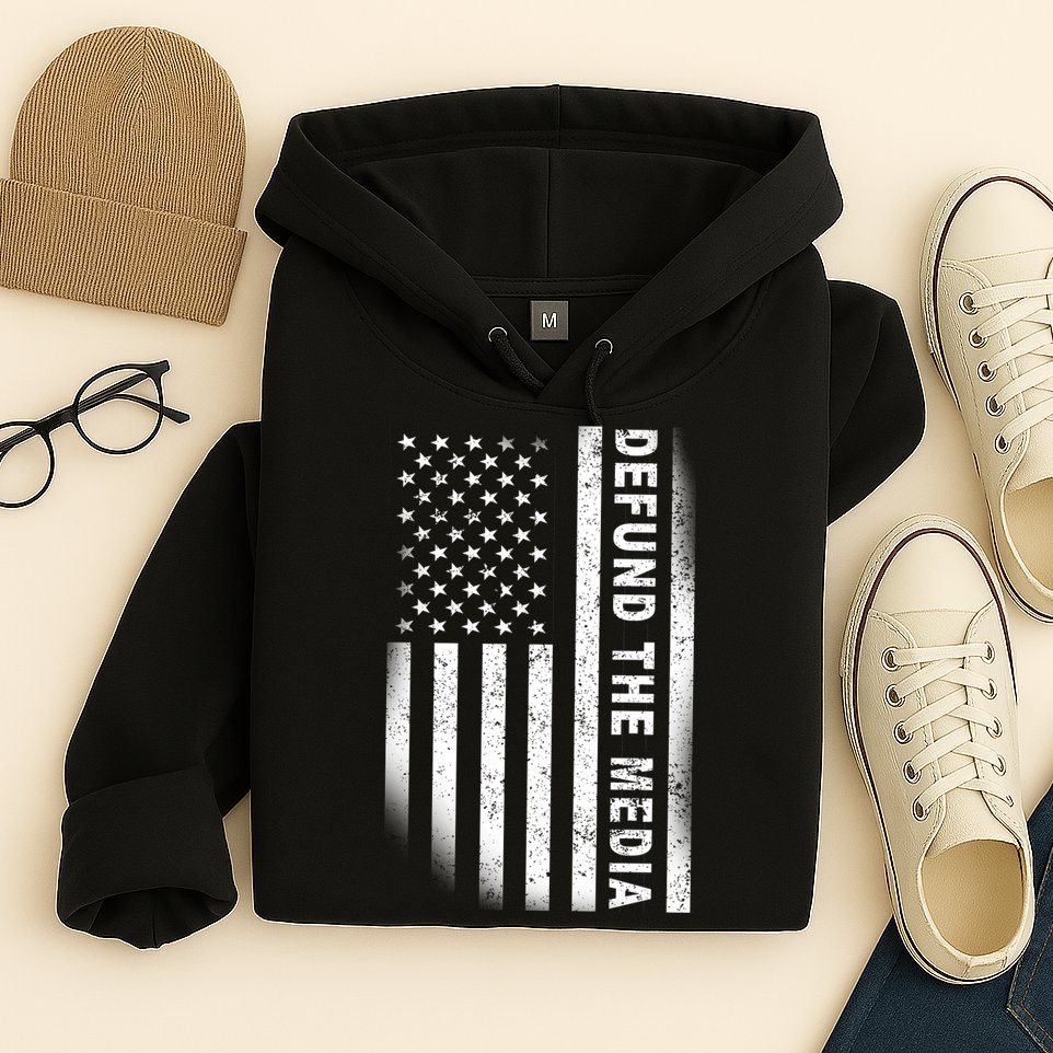 Defund The Media US Flag Hoodie