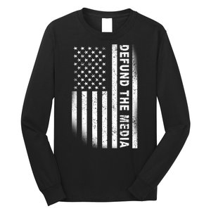 Defund The Media US Flag Long Sleeve Shirt