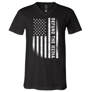 Defund The Media US Flag V-Neck T-Shirt