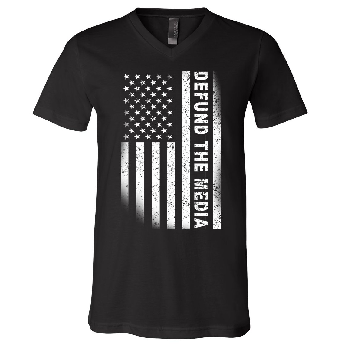 Defund The Media US Flag V-Neck T-Shirt