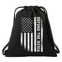 Defund The Media US Flag Drawstring Bag