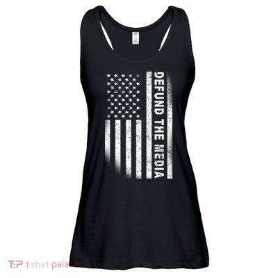 Defund The Media US Flag Ladies Essential Flowy Tank