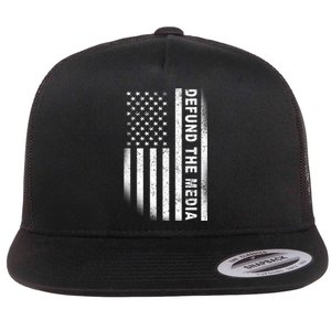 Defund The Media US Flag Flat Bill Trucker Hat