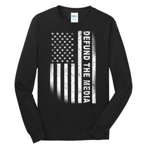 Defund The Media US Flag Tall Long Sleeve T-Shirt