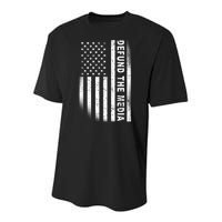 Defund The Media US Flag Youth Performance Sprint T-Shirt