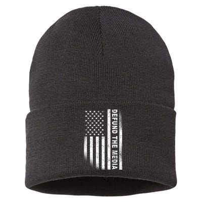 Defund The Media US Flag Sustainable Knit Beanie