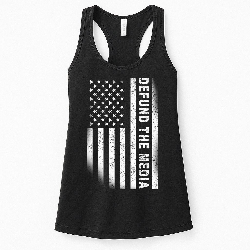 Defund The Media US Flag Womens Tank Top
