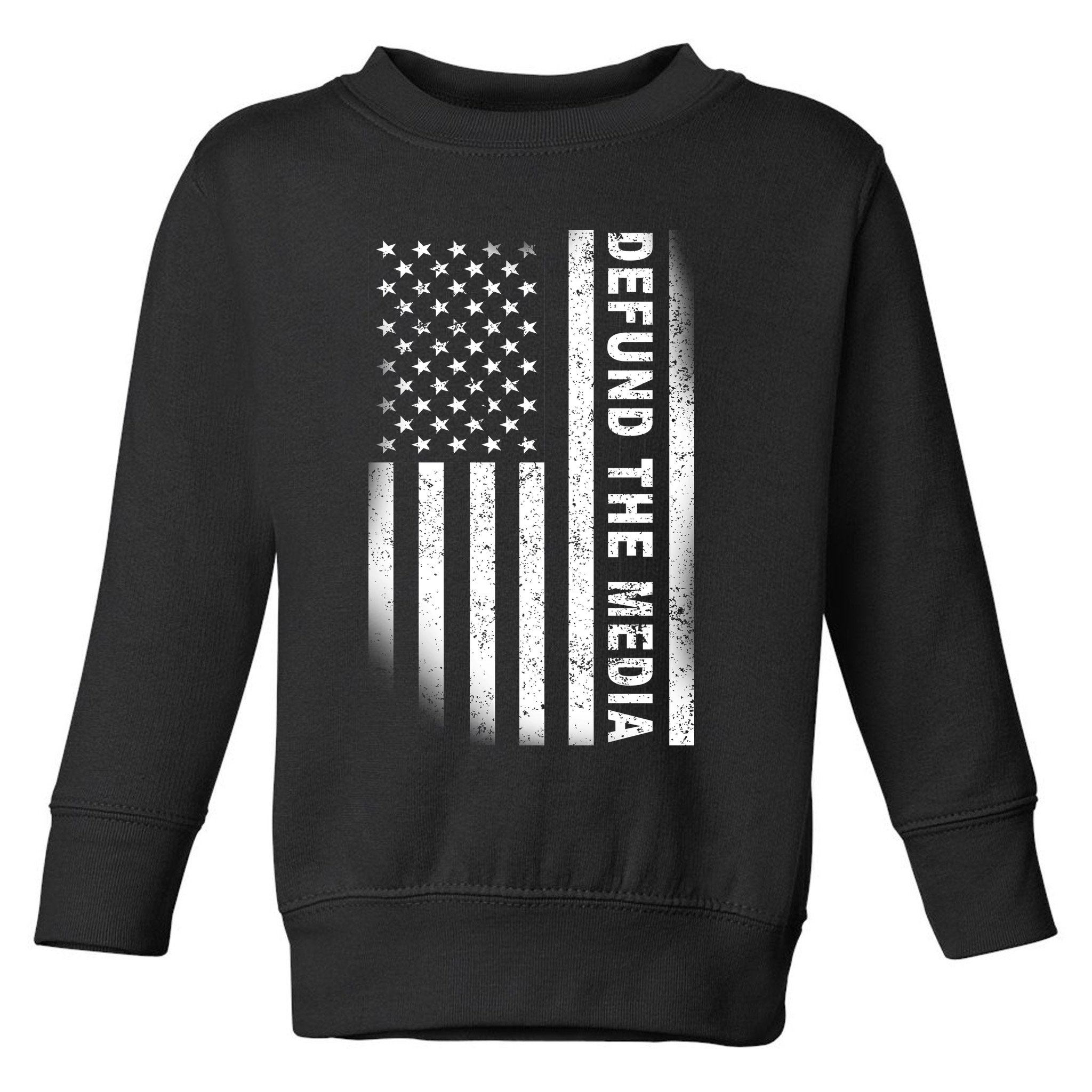 Defund The Media US Flag Toddler Sweatshirt