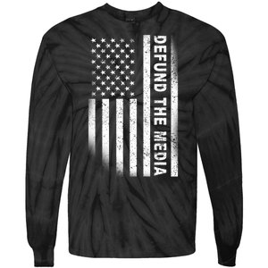 Defund The Media US Flag Tie-Dye Long Sleeve Shirt