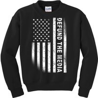 Defund The Media US Flag Kids Sweatshirt