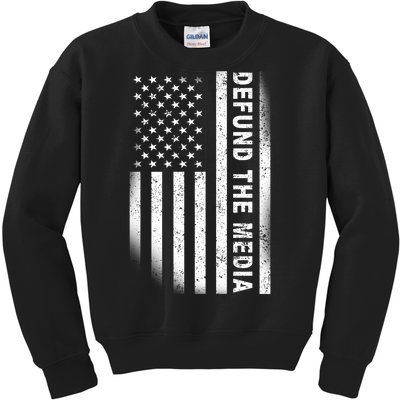 Defund The Media US Flag Kids Sweatshirt