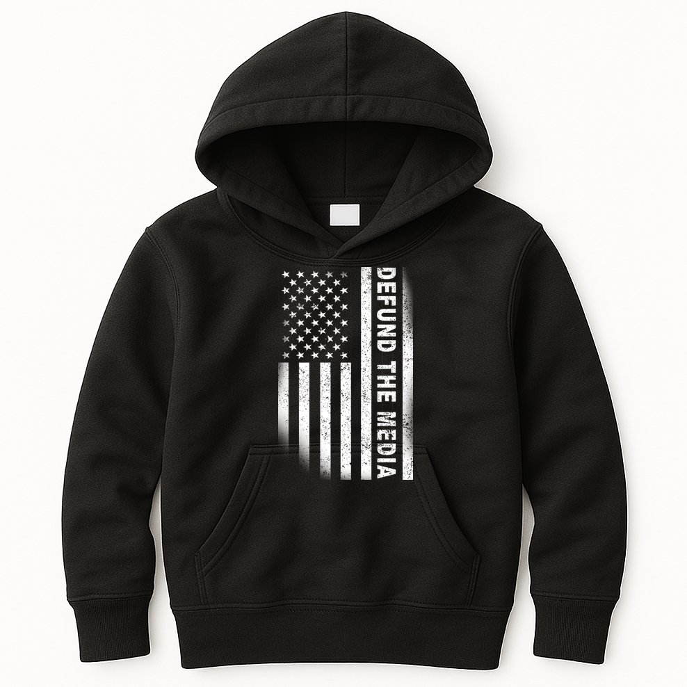Defund The Media US Flag Kids Hoodie