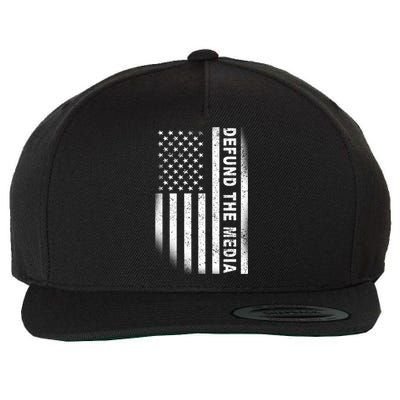 Defund The Media US Flag Wool Snapback Cap