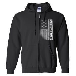 Defund The Media US Flag Full Zip Hoodie