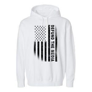 Defund The Media US Flag Garment-Dyed Fleece Hoodie