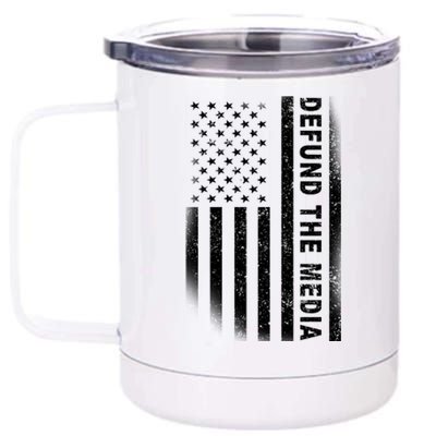 Defund The Media US Flag 12 oz Stainless Steel Tumbler Cup